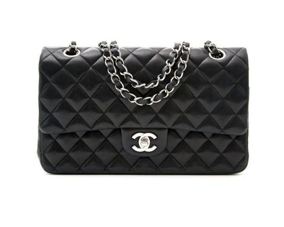 Chanel Medium Classic Flap Black Lambskin Silver Hardware