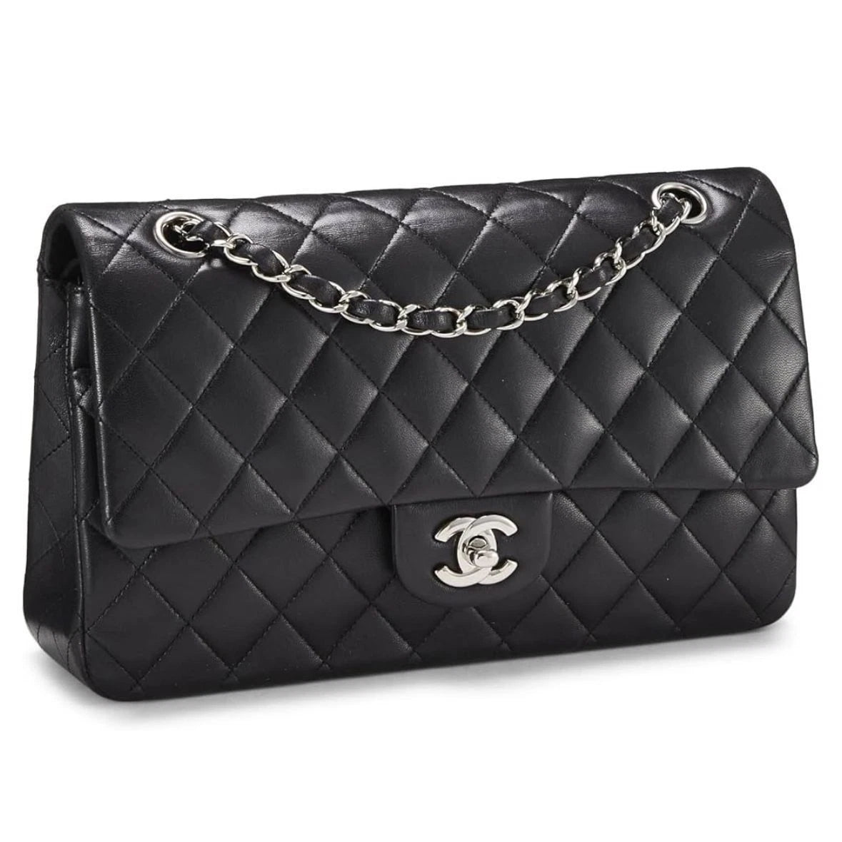 Chanel Medium Classic Flap Black Lambskin Silver Hardware