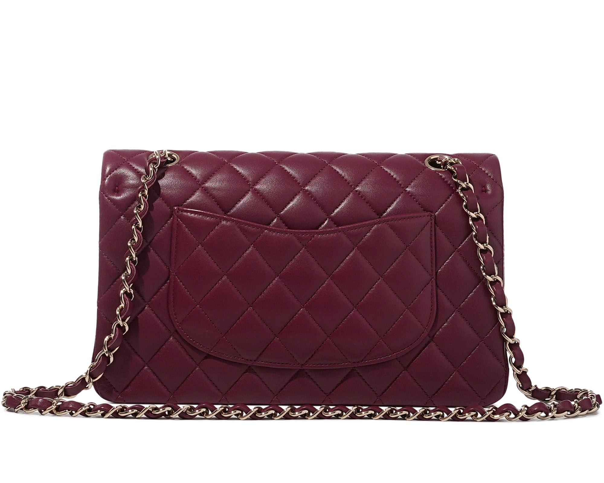 Chanel Burgundy Lambskin Classic Flap Bag Gold Hardware